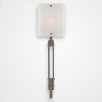 Urban Loft Trestle Glass Wall Light - Satin Nickel / Frosted Granite