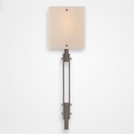 Urban Loft Trestle Glass Wall Sconce - Satin Nickel / Ivory Wisp