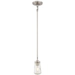 Poleis Mini Pendant - Brushed Nickel / Clear