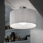 Fog Plisse Ceiling Light Fixture - Satin Nickel / White Plisse