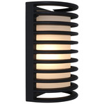 Bermuda Outdoor Bulkhead Wall Light - Black / Frosted Glass