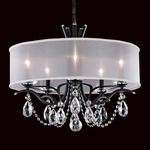 Vesca Shaded Chandelier - Ferro Black / White Fabric / Heritage Crystal