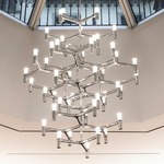Crown Summa Pendant Chandelier - Polished Aluminum / Sandblasted Glass