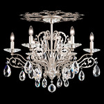 Filigrae Ceiling Semi Flush Light - Antique Silver  / Heritage Crystal