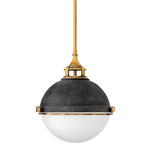 Fletcher Pendant - Aged Zinc / Aged Brass / Etched Opal