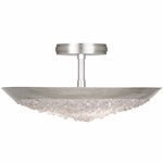Arctic Halo Bowl Semi Flush Ceiling Light - Silver Leaf / Crystal