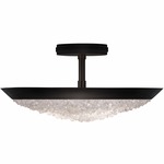 Arctic Halo Bowl Semi Flush Ceiling Light - Matte Black / Crystal