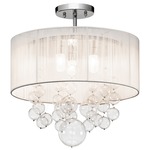 Imbuia Semi Flush Ceiling Light - Chrome / White