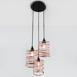 Spiral Nest Cascading Pendant - Copper / Black