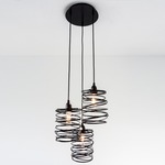 Spiral Nest Cascading Pendant - Gloss Black / Black