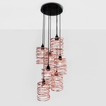 Spiral Nest Cascading Pendant - Copper / Black