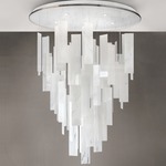 Movimento Round Chandelier - Brushed Steel / White Art 