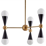 Caracas Six Light Chandelier - Brass / White