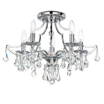 Cedar Semi Flush Ceiling Light - Polished Chrome / Hand-Cut Crystal