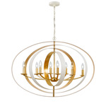 Luna Oval Chandelier - Matte White / Antique Gold