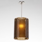 Textured Glass Oversized Pendant - Beige Silver / Bronze Granite