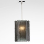 Textured Glass Oversized Pendant - Metallic Beige Silver / Smoke Granite