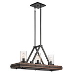 Colerne Linear Chandelier - Auburn Stained / Clear Seeded
