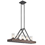 Colerne Linear Chandelier - Auburn Stained / Clear Seeded