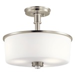 Joelson Semi Flush Ceiling Light - Brushed Nickel / White