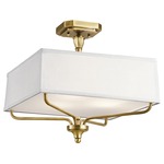 Arlo Semi Flush Ceiling Light - Natural Brass / White