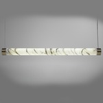 Tube Linear Pendant - Brushed Brass / Carrara Marble