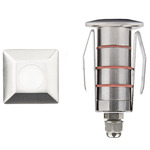 LED 1 inch Square 12V Recessed Landscape Light - Stainless Steel / Clear