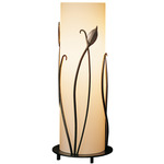 Forged Leaves Table Lamp - Natural Iron / Opal