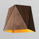 Calx LED Pendant - Brushed Brass / Dark Stained Walnut