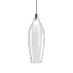 Victoria Slender Drop Pendant - Chrome / Clear