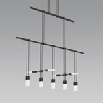 Suspenders Linear Two Tier Pendant with Etched Chiclets - Satin Black