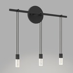 Suspenders Bar Wall Light with Crystal Chiclets - Satin Black