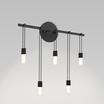 Suspenders Bar Wall Light with Staggered Etched Chiclets - Satin Black