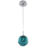 Meteor Pendant - Chrome / Aqua