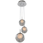 Meteor Round Multi Light Pendant - Chrome / Clear