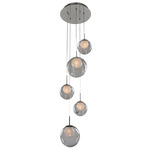 Meteor Round Multi Light Pendant - Chrome / Clear