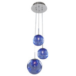 Meteor Round Multi Light Pendant - Chrome / Sapphire