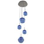 Meteor Round Multi Light Pendant - Chrome / Sapphire