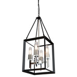 Vineyard Tall Chandelier - Black / Chrome