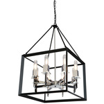 Vineyard Wide Chandelier - Black / Chrome