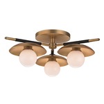 Julien Semi Flush Ceiling Light - Aged Brass / Opal