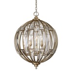 Vicentina Sphere Pendant - Burnished Silver Champagne Leaf / Crystal