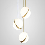 Mini Crescent Multi Light Pendant - Brushed Brass / Opal