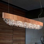 Ola Linear Pendant - Copper Leaf / Copper Crystals