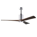 Patricia Ceiling Fan With Light - Polished Chrome / Walnut