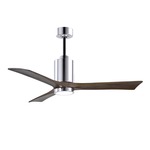 Patricia Ceiling Fan With Light - Polished Chrome / Walnut Tone