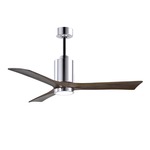 Patricia Ceiling Fan With Light - Polished Chrome / Walnut