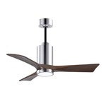 Patricia Ceiling Fan With Light - Polished Chrome / Walnut Tone