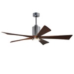 Patricia Ceiling Fan With Light - Polished Chrome / Walnut Tone