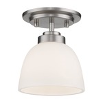 Ashton Mini Semi-Flush Ceiling Light - Brushed Nickel / Matte Opal